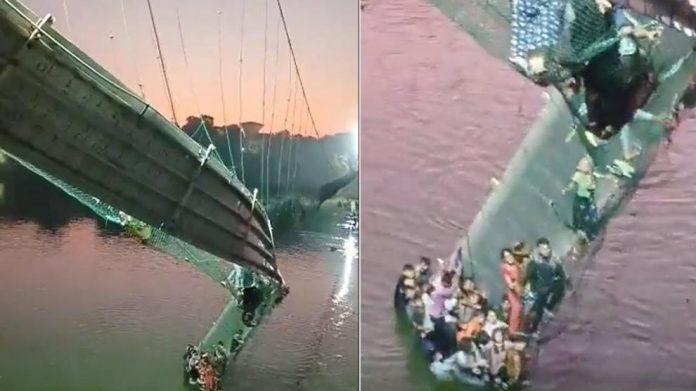 VIDEO: Colapsa puente colgante en la India; hay por lo menos 35 muertos