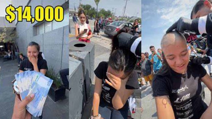 Joven se rapa la cabeza a cambio de 14 mil pesos por reto en TikTok