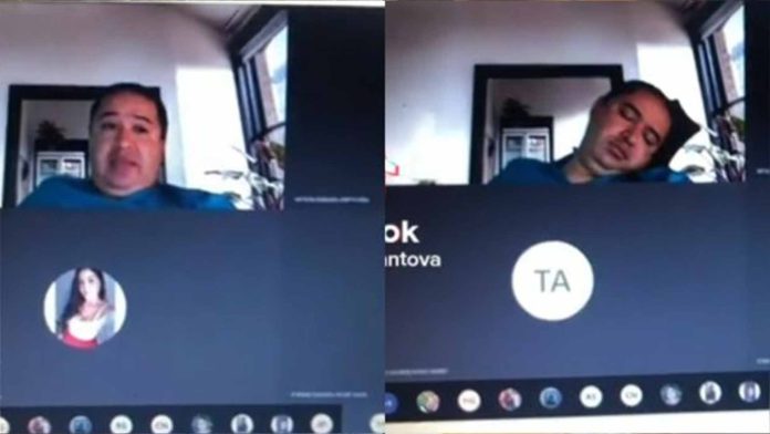 Profesor se queda dormido durante clase virtual y alumnos lo exponen