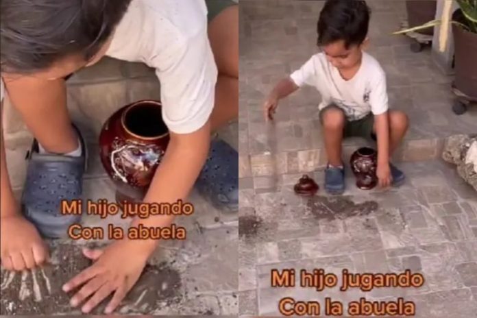 VIDEO: Niño se pone a jugar con las cenizas de su abuela