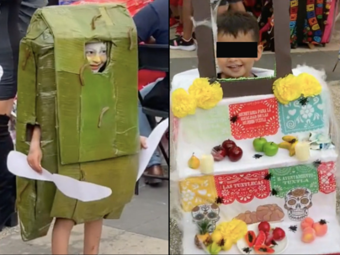 Viral: Niños se disfrazan de tamal y altar por Día de Muertos