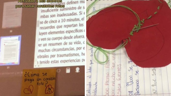 Maestra le enseña a sus alumnos cómo curar un corazón roto