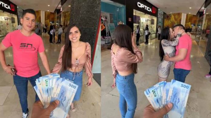 Mujer acepta que besen a su novio por dinero y termina enojándose