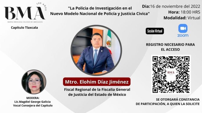 Fiscal de Ixtapan de la Sal dará conferencia sobre rol de la Policía de Investigación en el Nuevo Modelo Nacional de Policía y Justicia Cívica