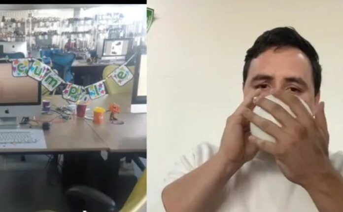 VIDEO: Joven decora su escritorio de trabajo porque ninguno de sus compañeros recordó su cumpleaños