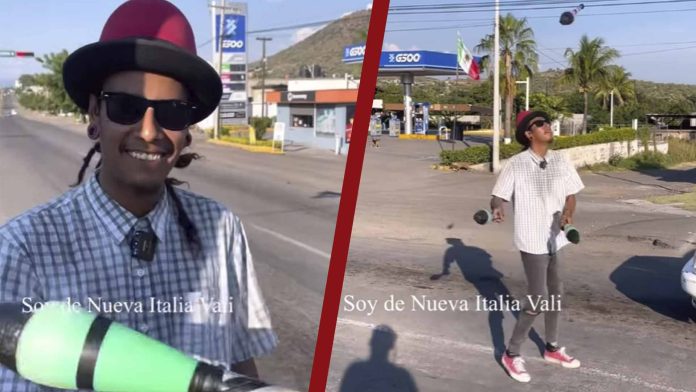 Malabarista de Michoacán asegura que gana mil quinientos pesos al día