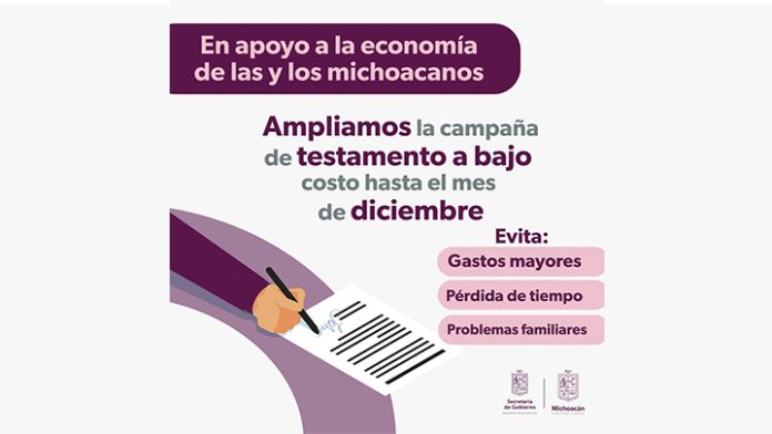 Trámites para la elaboración de testamentos tendrán costo de 2800 pesos hasta diciembre