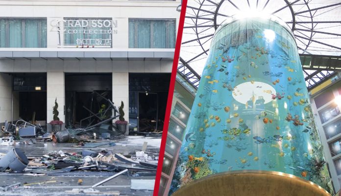 Explota el acuario más grande del mundo “AquadDom” en Berlín 