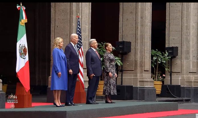 López Obrador recibe en Palacio Nacional al presidente de Estado unidos, Joe Biden y a su esposa