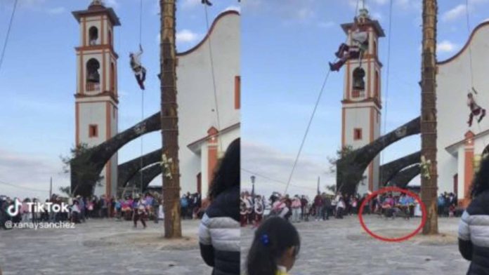 Volador de Papantla atropella a un hombre del público durante danza