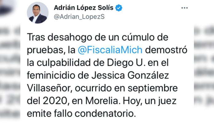 Obtiene FGE sentencia condenatoria contra Diego U., responsable del feminicidio de Jessica González Villaseñor