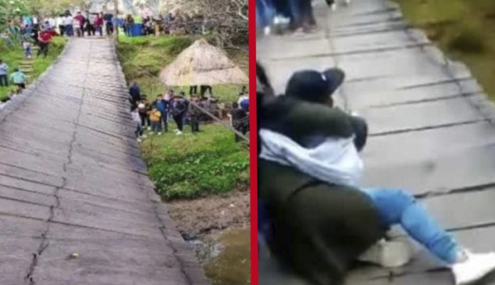 Colapsa puente colgante con turistas en Chiapas