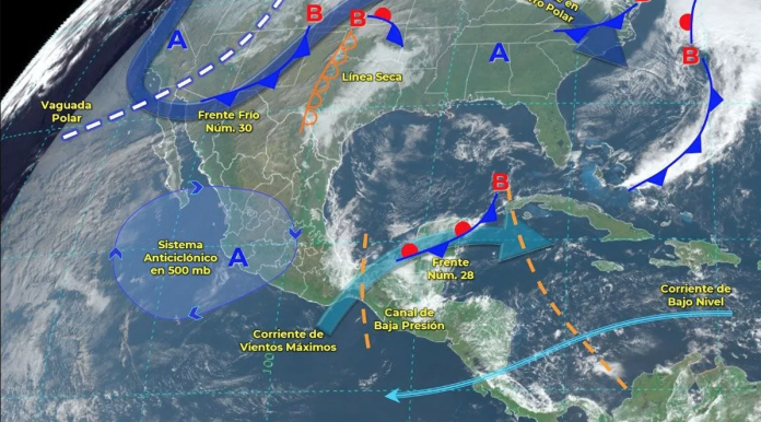 El frente frío número 30 provocará lluvias en estos estados