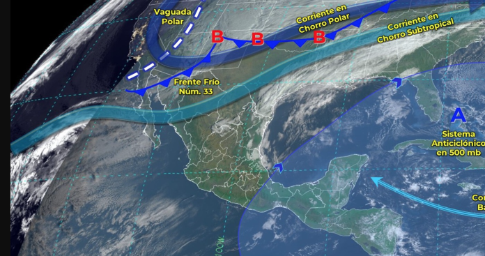 Frente frio número 33 provocará lluvias en estos estados