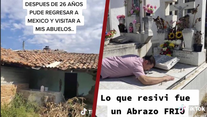 Migrante regresa México después de 26 años para visitar a sus abuelos; ya habían fallecido