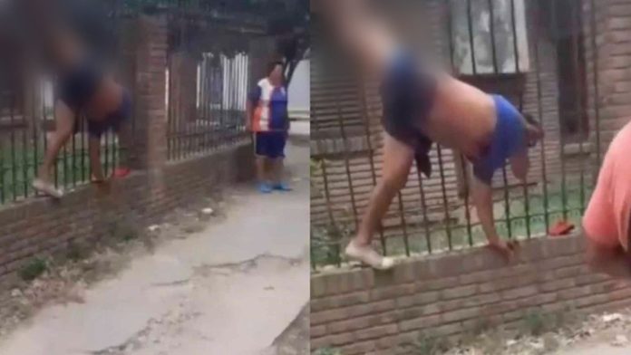 Hombre intenta robar en una casa y al huir termina ensartado en la reja
