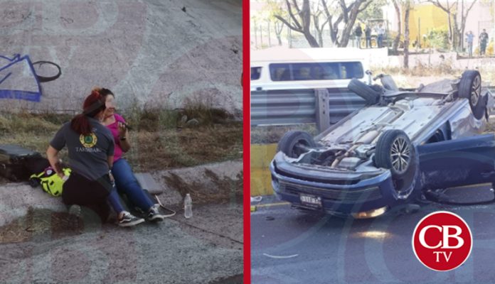 Desbarata su auto y sale ilesa en la Morelia-Salamanca