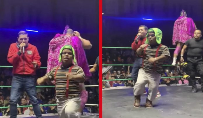 Con patada voladora sacan del ring a Medio Metro era su debut en la lucha libre