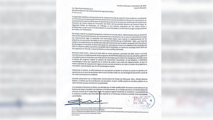 Renuncia directora de prevención al SESESP para no ser partícipe en actos de corrupción