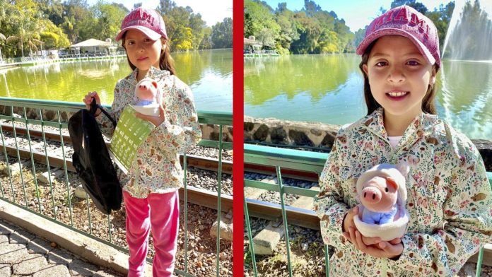 Puerquito de peluche que se perdió en el Zoológico de Morelia, ¡ya está con su dueña!