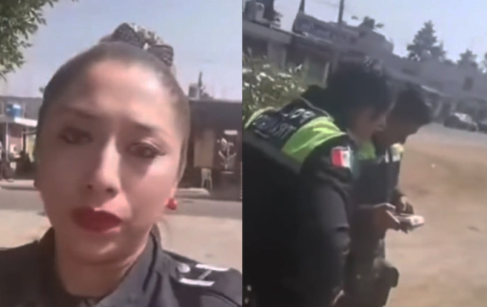 Mujer policía llora porque la multaron por estacionarse en lugar prohibido