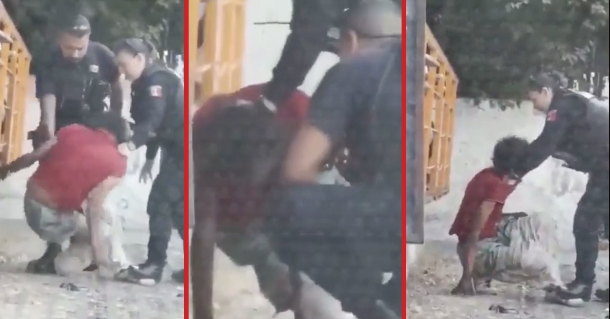 Captan a policías agrediendo a un indigente Captan a policías agrediendo a un indigente