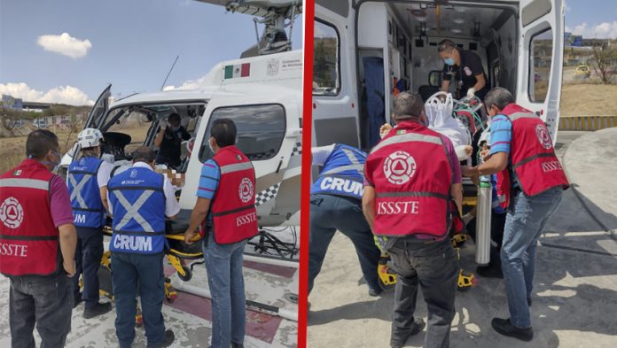 Servicios Aéreos de la SSP traslada a paciente grave por accidente automovilístico