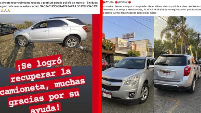 Gaspachos gratis para los polis de Morelia por recuperar camioneta robada