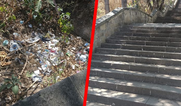 Inmundicia y delincuencia en las escaleras de Santa María