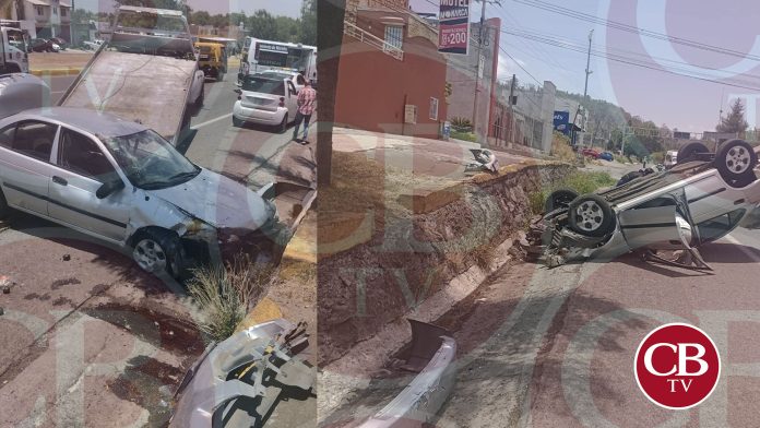 Volcadura de auto en la salida a Pátzcuaro deja dos herido