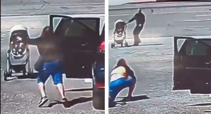 Hombre salva a bebé en carriola de ser atropellado
