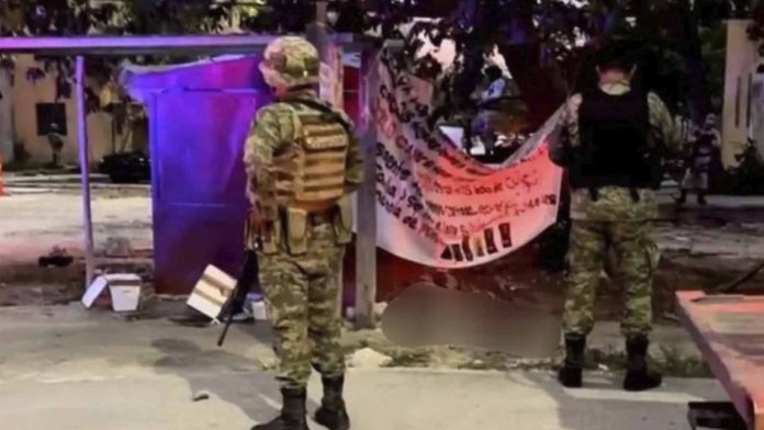 Dejan tres cabezas humanas frente a instalación militar en Cancún