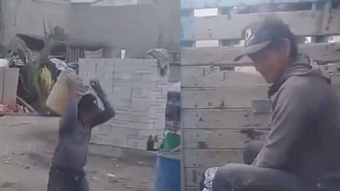 Hombre invidente trabaja como albañil