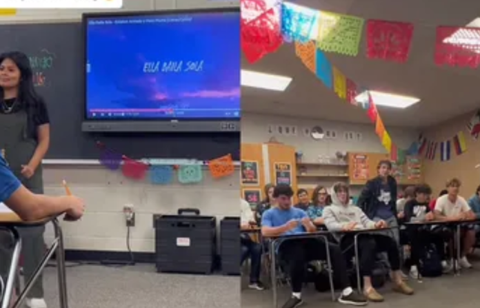 Maestra 'bélica' enseña español con corridos de Peso Pluma