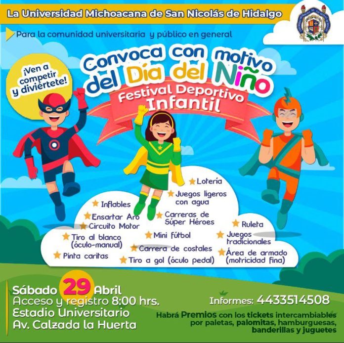 La UMSNH celebra a las niñas y niños en su día con el “Festival Deportivo Infantil”