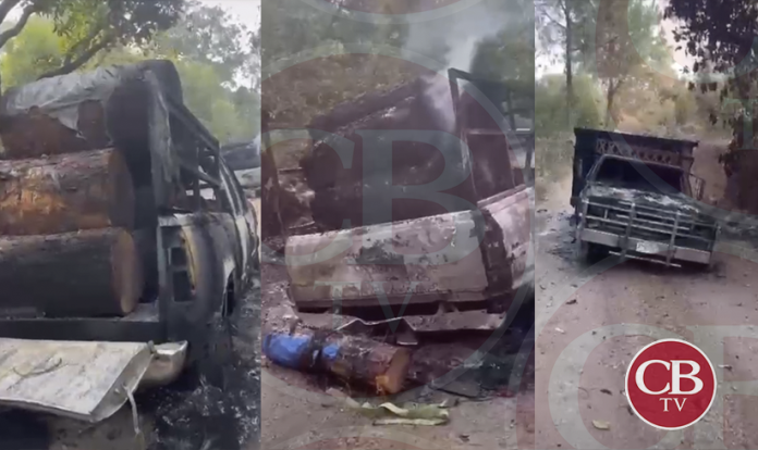 Queman camionetas de talamontes en Ziracuaretiro