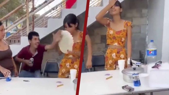 Invitado ebrio arruina fiesta de cumpleañera al intentar empujarla al pastel