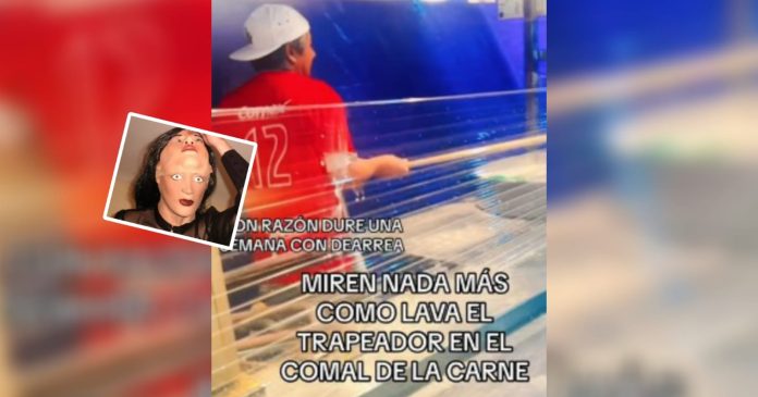 Video: Cachan a taquero lavando trapeador en comal donde hace los tacos