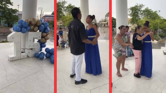 Madre celebra fiesta de 15 años a su hija con cosas prestadas