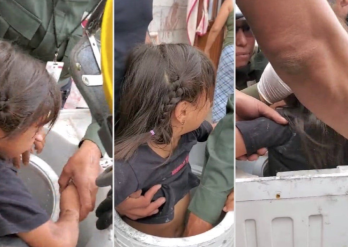 Niña de 6 años queda atrapada en lavadora