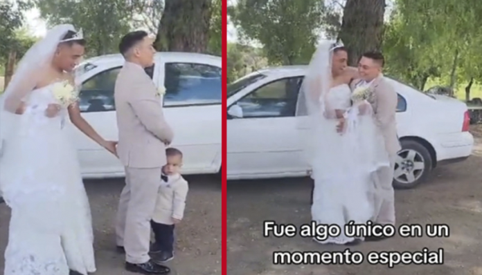 Hombre usa vestido de novia en boda de su mejor amigo