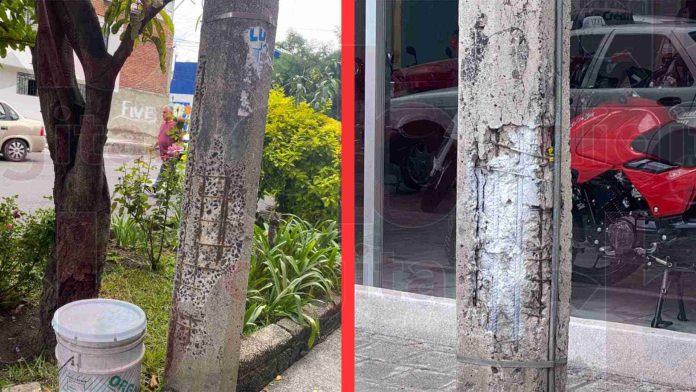 Ciudadanos con preocupación por postes de concreto dañados