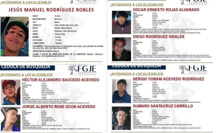 Desaparecen 7 jóvenes en Zacatecas