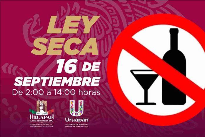 Habrá ley seca el 16 de septiembre en Uruapan