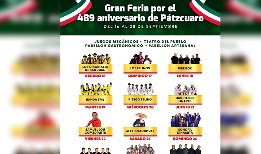 El Gobierno Municipal invita a la Gran Feria para celebrar el 489 Aniversario de Pátzcuaro El Gobierno Municipal invita a la Gran Feria para celebrar el 489 Aniversario de Pátzcuaro