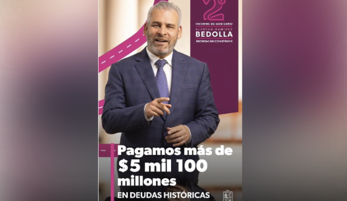 Pagó Gobierno de Bedolla más de 5 mil 100 mdp de deuda heredada