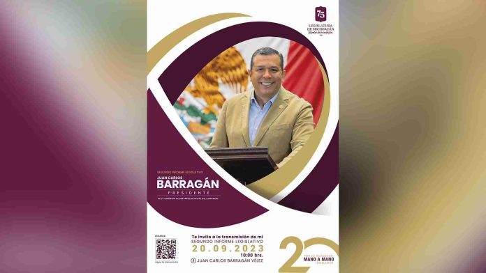 Mañana, Juan Carlos Barragán presentará Segundo Informe Legislativo