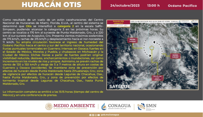 En alerta, Costa y Tierra Caliente de Michoacán por huracán Otis: PC