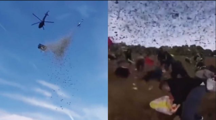 Video: Influencer lanza 1 millón de dólares desde un helicóptero para sus fans