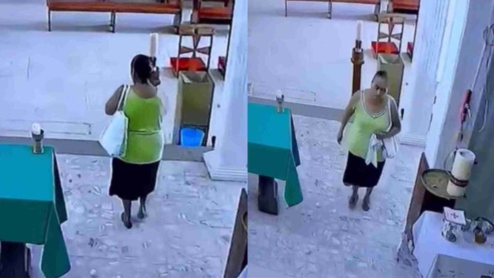 Mujer roba vino de consagrar de una iglesia de Veracruz